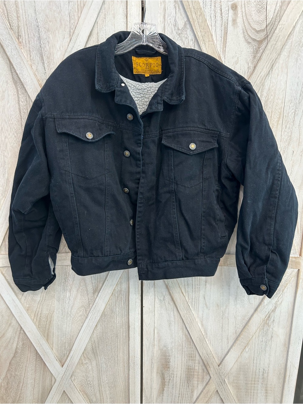 Scorpio Black Sherpa-Lined Bomber Jacket